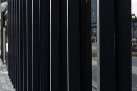 Black separations of modern office building entry doorsの写真素材