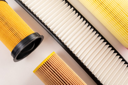 set of filters for car and truck, air, fuel, oil and oil.
