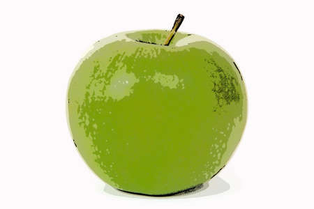 light green apple on a white background, close-upの写真素材