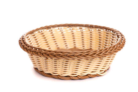 table wicker basket on white isolated background side viewの写真素材