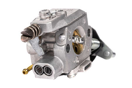 metal carburetor on a white isolated background