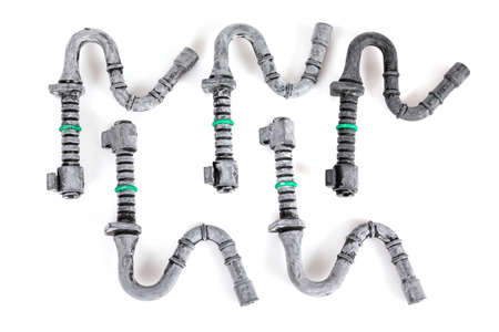 a set of silicone wires for gardening equipment on a white isolated background
