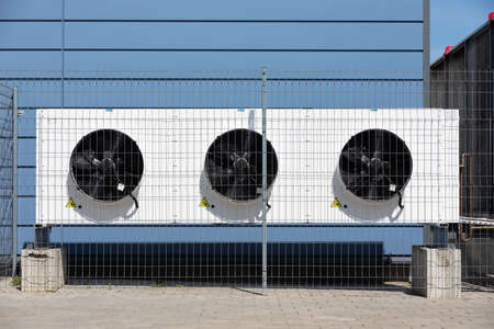 industrial air conditioner units outside the building