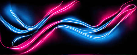 abstract neon colored lines wall background, neon blue and pink colors