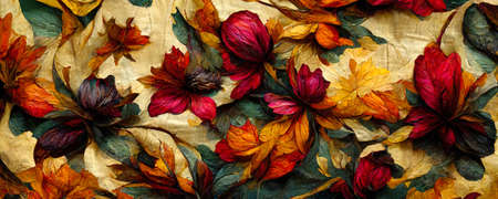 abstract flower illustration, creative autumn flower backgroundの写真素材