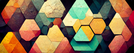geometric shapes of polygons in the form of a modern background in warm colors