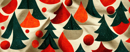 christmas fabric with trees, Colorful abstract wallpaper texture background illustrationの写真素材