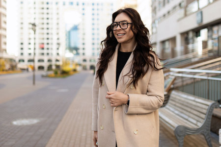 portrait of a successful business modern woman in the cityの写真素材
