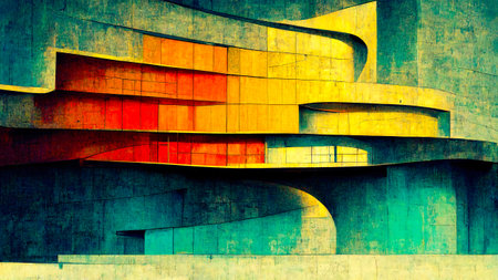 futuristic superbright city with abstract buildings