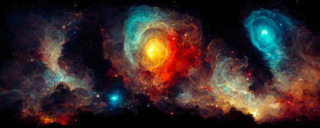 Colorful abstract wallpaper texture background illustration, Universe and time travel between stars and planetsの写真素材