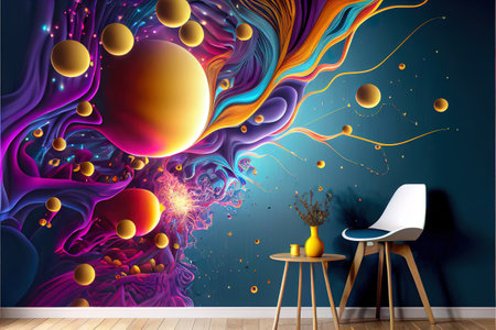 designer fantastic fabulous interior of a cozy room with a portal to Another dimension on the wall in the form of a photo zoneの写真素材