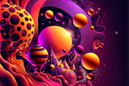 space abstract landscape with planets revolving around stars