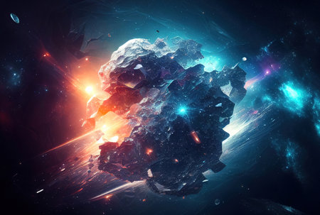 gem of extraterrestrial origin in space, natural resource from another planet in outer spaceの写真素材