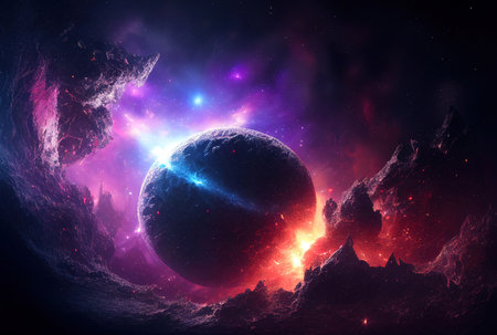 gem of extraterrestrial origin in space, natural resource from another planet in outer space