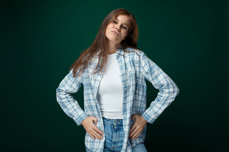 Portrait of an attractive young lady with gorgeous long brown hair