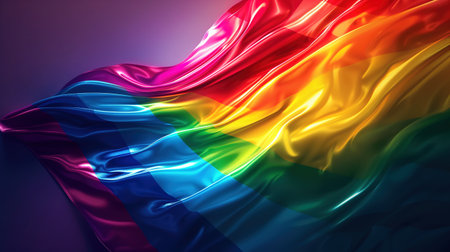 Rainbow Flag Flying in the Wind. Generative AIの素材