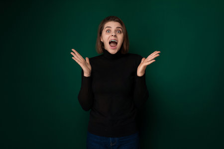Woman in Black Sweater Making a Surprised Face