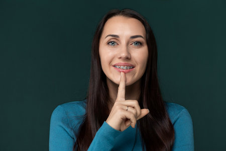 Woman Making a Hush Gestureの写真素材