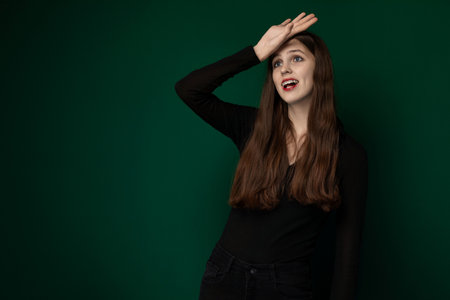 Woman in Black Shirt Posing for Picture