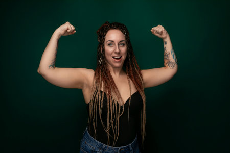 Woman With Dreadlocks Posing for Pictureの写真素材