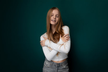 Woman Posing With Arms Crossedの写真素材