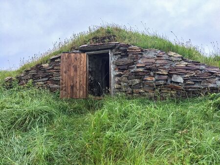 Root Cellar with Open Door in Newfoundlandの写真素材