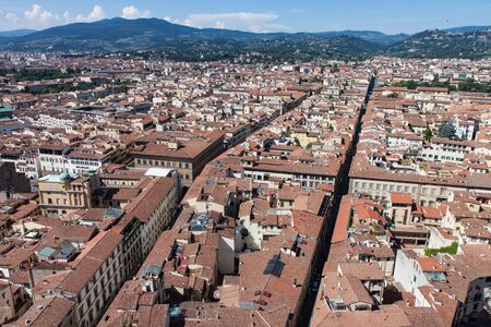 City Blocks with Red Clay Roofs In Florence Italyの写真素材