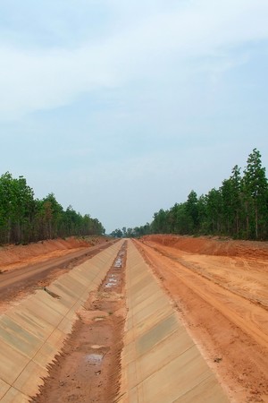 The Canal irrigation in Under constructionの写真素材