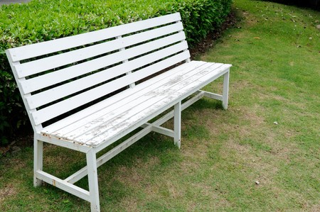 White sofa in the gardenの写真素材