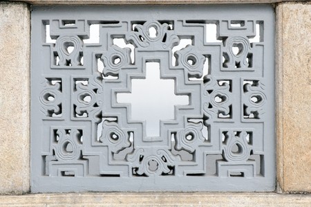 Pattern of stencilon on the pagoda base,Bangkok Thailandの写真素材