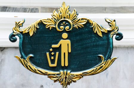 Beautiful trashcan board in the grand palace,Bangkok Thailand
