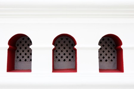 Red channel below the base of white pagoda in grand palace,Bangkok Thailnadの写真素材