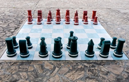  Large chess in a garden of the hotelの写真素材