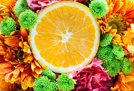 Orange bouquet in the room of  boutique hotel.の写真素材