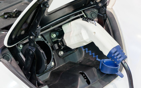 Modern plugs for recharging electric vehicles.の写真素材