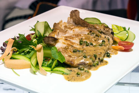 Pork chop steak with pepper sauce in Thai style.の写真素材