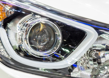 Modern headlight of sport car.