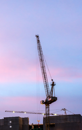 Modern carne on the construction building in twilight time.の写真素材
