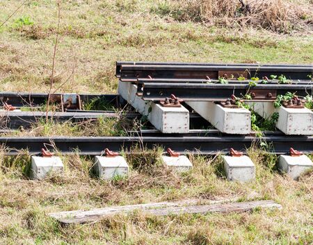 New railway set for maintenance near the station.の写真素材