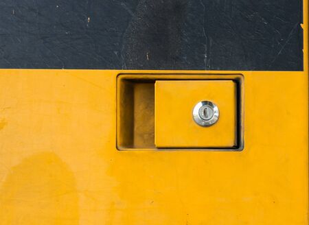 Key slot of engine door in the factory.
