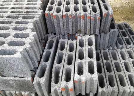 White block pile in the construction site.