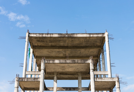 Unfinished building of old office place in the urban of Thailand.