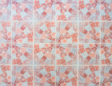 Circle floor tile with blur focus in the paving of the urban park.の写真素材