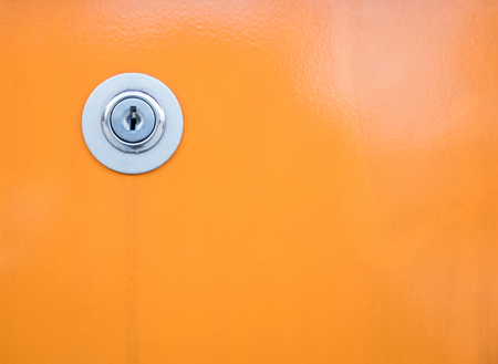 New metal keyhole of the modern mail box with the dirty stain.(Copy space)の写真素材