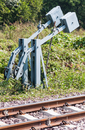 Lever control tool for switching the direction of the train station in the rural area,Thailand.の写真素材
