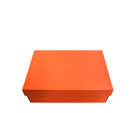 Orange board box on the white background for use in the post office.の写真素材