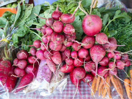 Vibrant fresh beetroots from the garden, showcased at a local market, Perfect for healthy, organic...