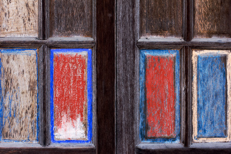 Wooden house, old wooden windowの写真素材