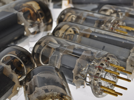 vacuum tubes isolated on white backgroundの写真素材