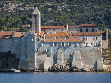 Part of Island of Rab Monastery of Sv. Andrew, view from the sea, landscapeの写真素材